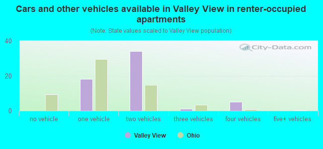 Cars and other vehicles available in Valley View in renter-occupied apartments