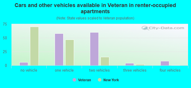 Cars and other vehicles available in Veteran in renter-occupied apartments