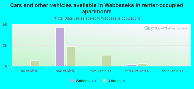 Cars and other vehicles available in Wabbaseka in renter-occupied apartments