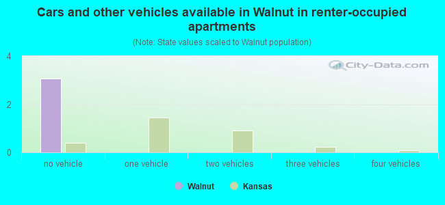 Cars and other vehicles available in Walnut in renter-occupied apartments