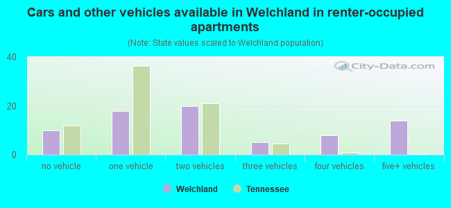 Cars and other vehicles available in Welchland in renter-occupied apartments