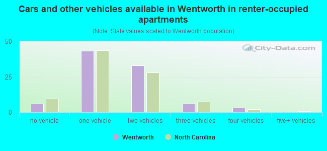 Cars and other vehicles available in Wentworth in renter-occupied apartments