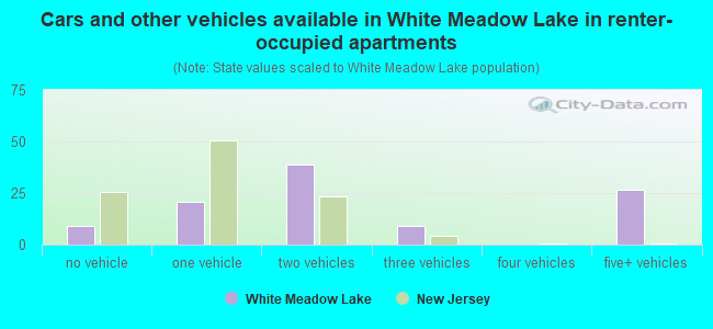 Cars and other vehicles available in White Meadow Lake in renter-occupied apartments