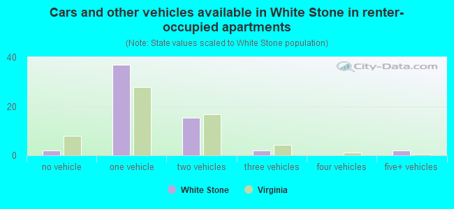 Cars and other vehicles available in White Stone in renter-occupied apartments