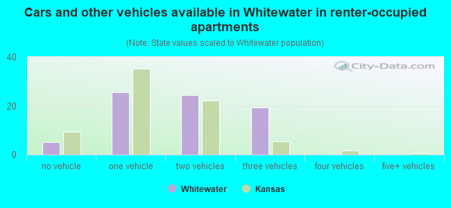 Cars and other vehicles available in Whitewater in renter-occupied apartments