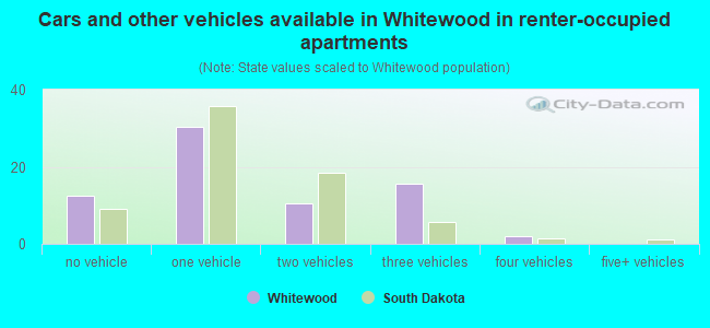 Cars and other vehicles available in Whitewood in renter-occupied apartments