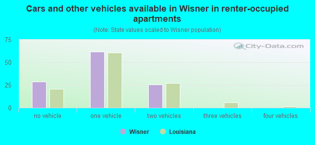 Cars and other vehicles available in Wisner in renter-occupied apartments