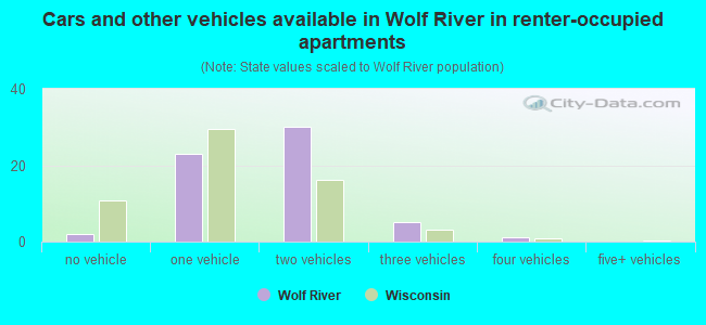 Cars and other vehicles available in Wolf River in renter-occupied apartments