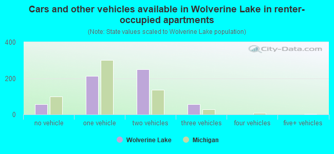 Cars and other vehicles available in Wolverine Lake in renter-occupied apartments