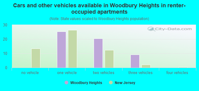 Cars and other vehicles available in Woodbury Heights in renter-occupied apartments