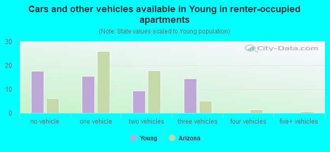 Cars and other vehicles available in Young in renter-occupied apartments