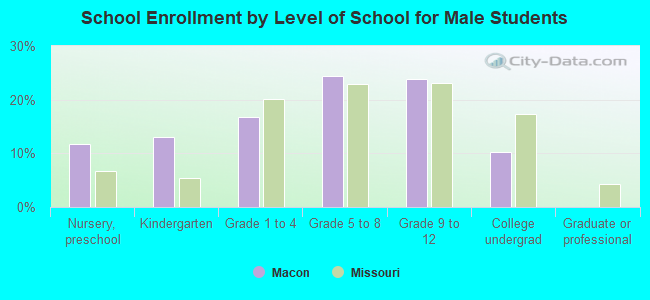 School Enrollment by Level of School for Male Students