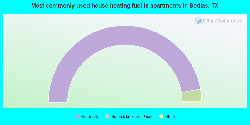 Most commonly used house heating fuel in apartments in Bedias, TX
