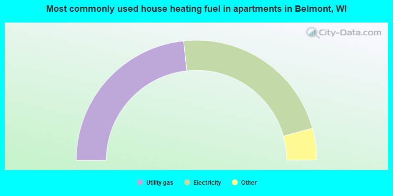 Most commonly used house heating fuel in apartments in Belmont, WI