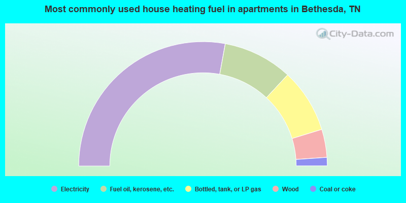 Most commonly used house heating fuel in apartments in Bethesda, TN