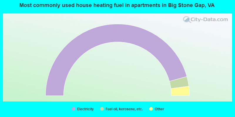 Most commonly used house heating fuel in apartments in Big Stone Gap, VA