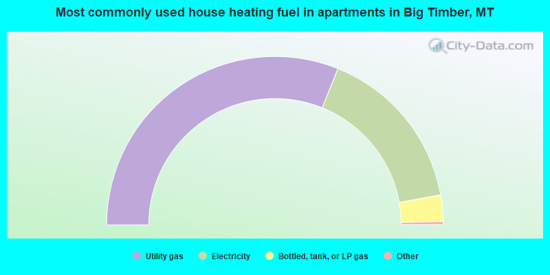 Most commonly used house heating fuel in apartments in Big Timber, MT