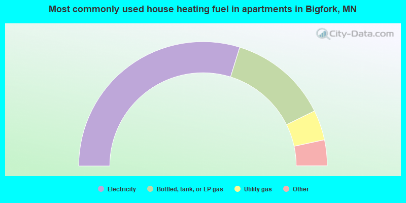 Most commonly used house heating fuel in apartments in Bigfork, MN