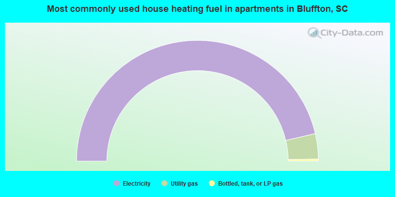 Most commonly used house heating fuel in apartments in Bluffton, SC