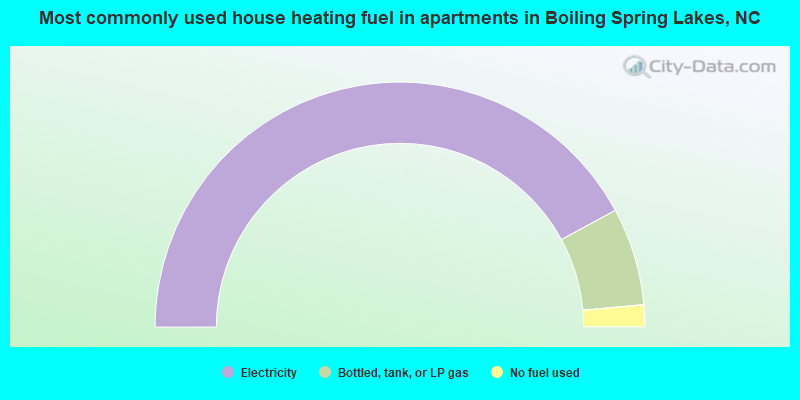 Most commonly used house heating fuel in apartments in Boiling Spring Lakes, NC