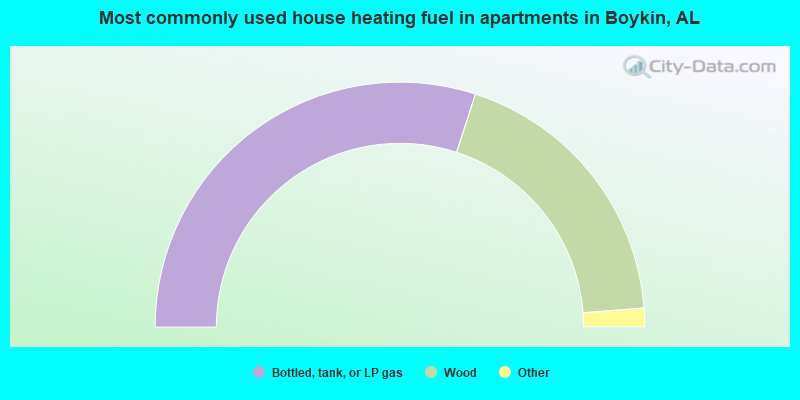 Most commonly used house heating fuel in apartments in Boykin, AL