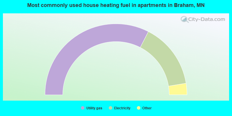 Most commonly used house heating fuel in apartments in Braham, MN