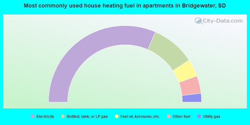 Most commonly used house heating fuel in apartments in Bridgewater, SD