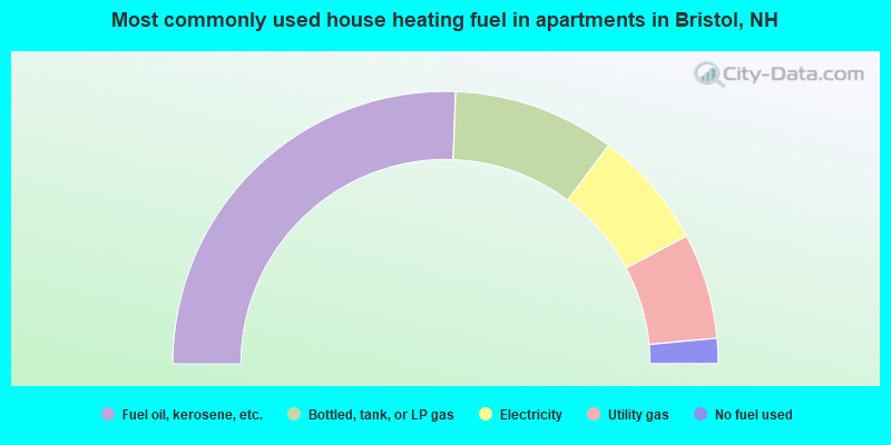 Most commonly used house heating fuel in apartments in Bristol, NH