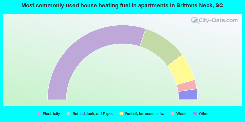 Most commonly used house heating fuel in apartments in Brittons Neck, SC