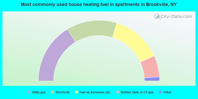 Most commonly used house heating fuel in apartments in Brookville, NY