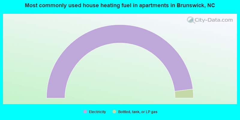 Most commonly used house heating fuel in apartments in Brunswick, NC