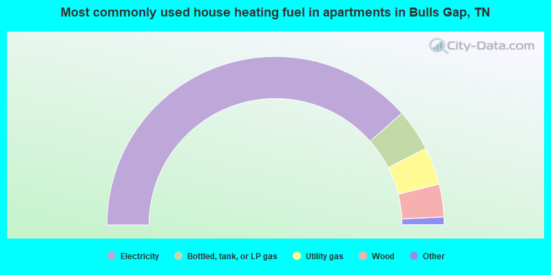 Most commonly used house heating fuel in apartments in Bulls Gap, TN