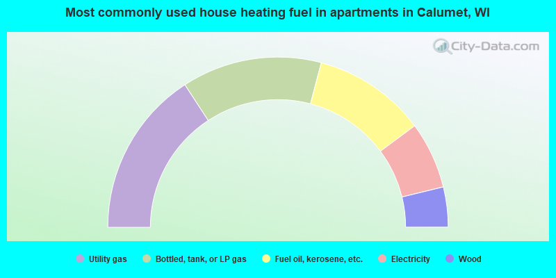 Most commonly used house heating fuel in apartments in Calumet, WI