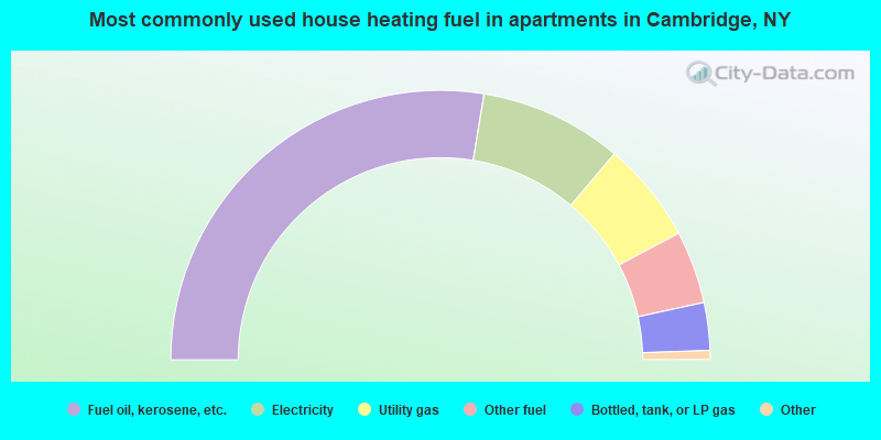 Most commonly used house heating fuel in apartments in Cambridge, NY