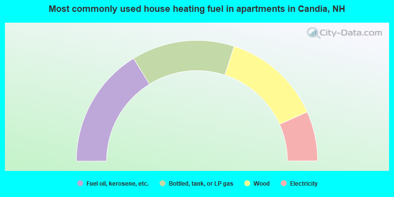 Most commonly used house heating fuel in apartments in Candia, NH