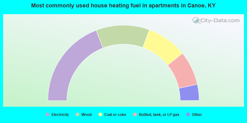 Most commonly used house heating fuel in apartments in Canoe, KY