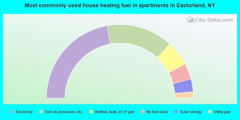 Most commonly used house heating fuel in apartments in Castorland, NY