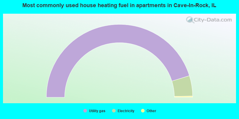 Most commonly used house heating fuel in apartments in Cave-In-Rock, IL
