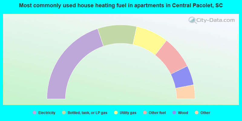 Most commonly used house heating fuel in apartments in Central Pacolet, SC
