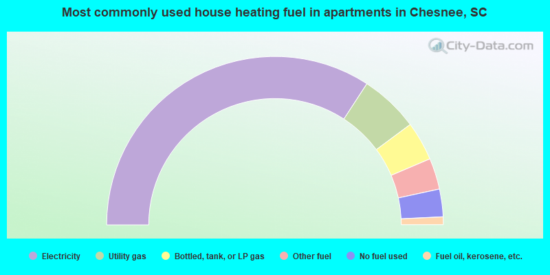 Most commonly used house heating fuel in apartments in Chesnee, SC