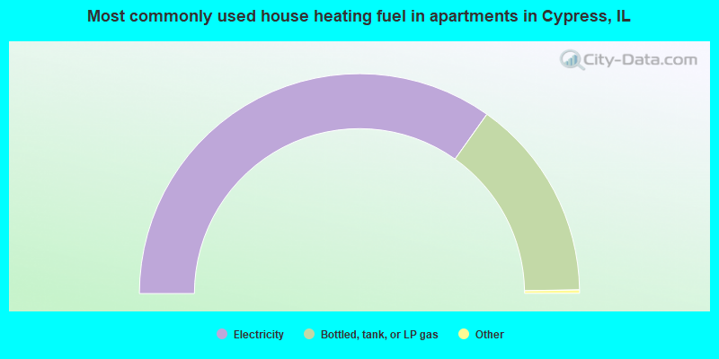 Most commonly used house heating fuel in apartments in Cypress, IL