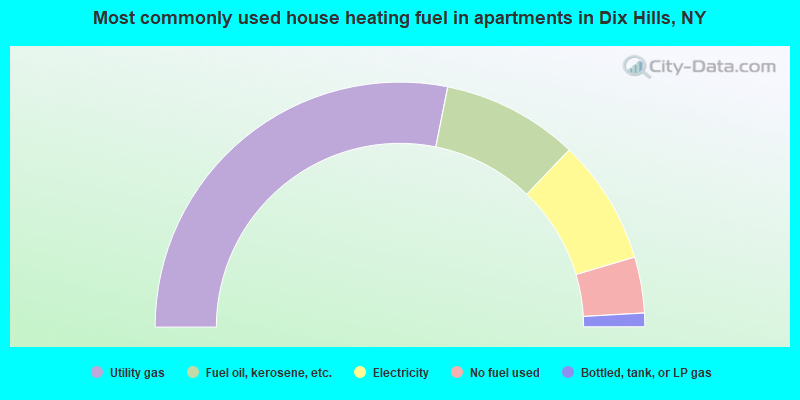 Most commonly used house heating fuel in apartments in Dix Hills, NY