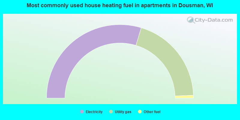 Most commonly used house heating fuel in apartments in Dousman, WI