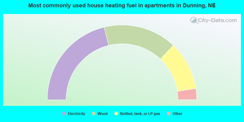Most commonly used house heating fuel in apartments in Dunning, NE