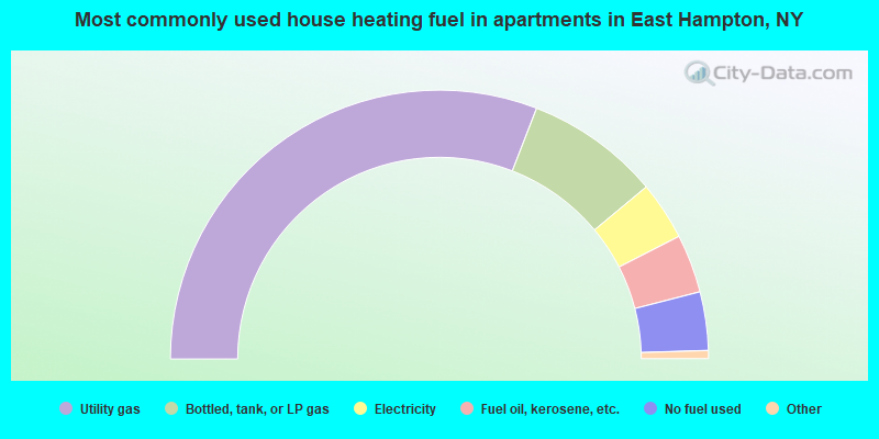 Most commonly used house heating fuel in apartments in East Hampton, NY