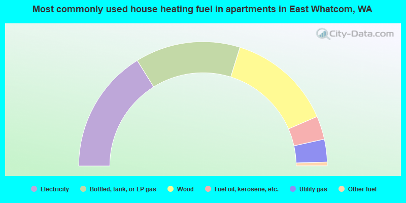 Most commonly used house heating fuel in apartments in East Whatcom, WA