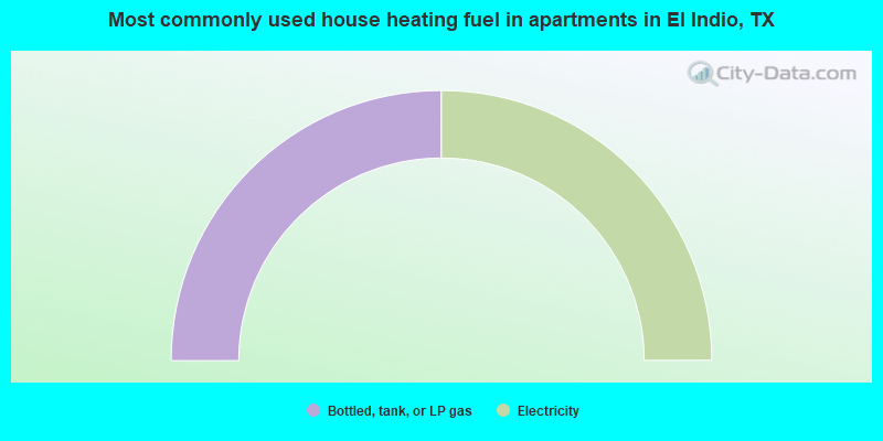 Most commonly used house heating fuel in apartments in El Indio, TX