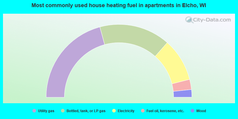 Most commonly used house heating fuel in apartments in Elcho, WI