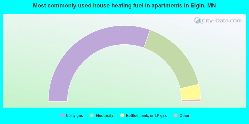 Most commonly used house heating fuel in apartments in Elgin, MN