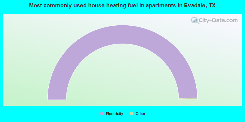 Most commonly used house heating fuel in apartments in Evadale, TX